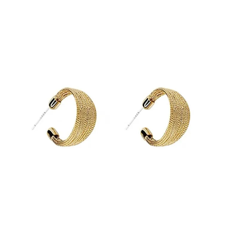 Multi-layer simple bracelet earrings set with silver and gold geometric copper earrings