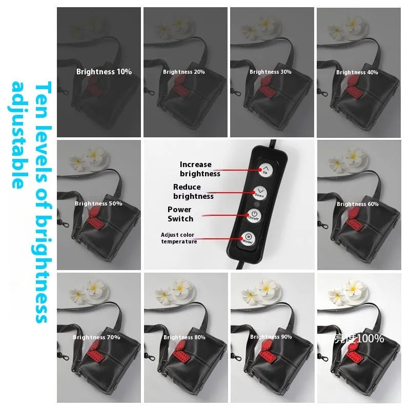 50cm studio light box with metal frame and three-colour LED lighting for product photography