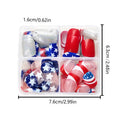 Independence Day false nails set with American star design in European square shape