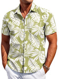 Men's slim fit Hawaiian short sleeve shirt in solid colour with cardigan styling