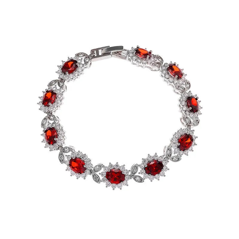 Women's simple inlaid zircon bracelet with electroplated finish in one of nine available colour options