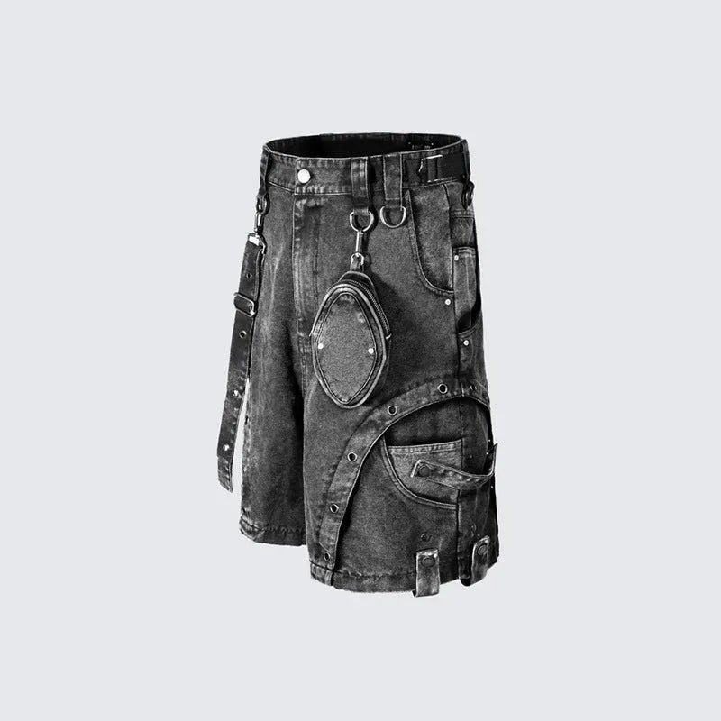 Women's loose fit high waist denim shorts in a washed retro style for summer.