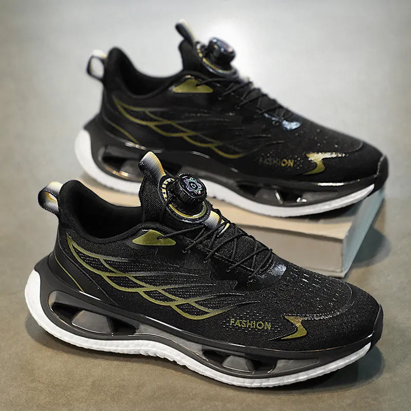 Youth button sneaker in low-top design with rotating button and breathable mesh upper