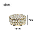 French gold metal jewellery box with transparent crystal glass panels showing jewellery inside