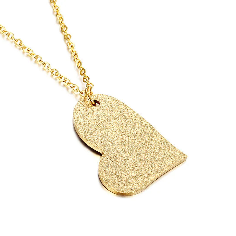 Women's titanium steel necklace with a geometric heart-shaped pendant in colour KN25736-Z
