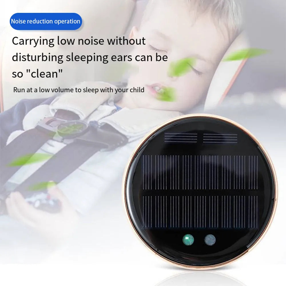 Solar-powered car air humidifier unit installed in vehicle air conditioning outlet