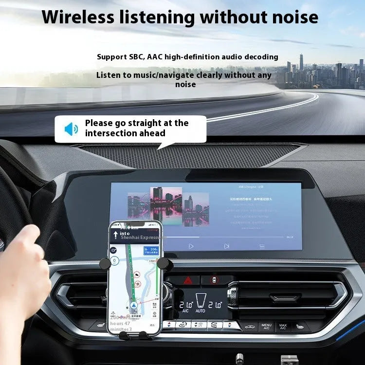 USB car Bluetooth audio receiver with zinc alloy USB connector and copper 3.5mm jack on flexible cable