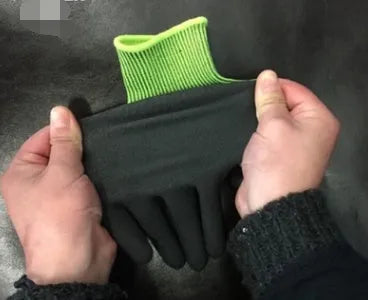 Fluorescent yellow nitrile dipped gardening gloves WG501 with knit lining and long sleeve cuffs, sizes S M L