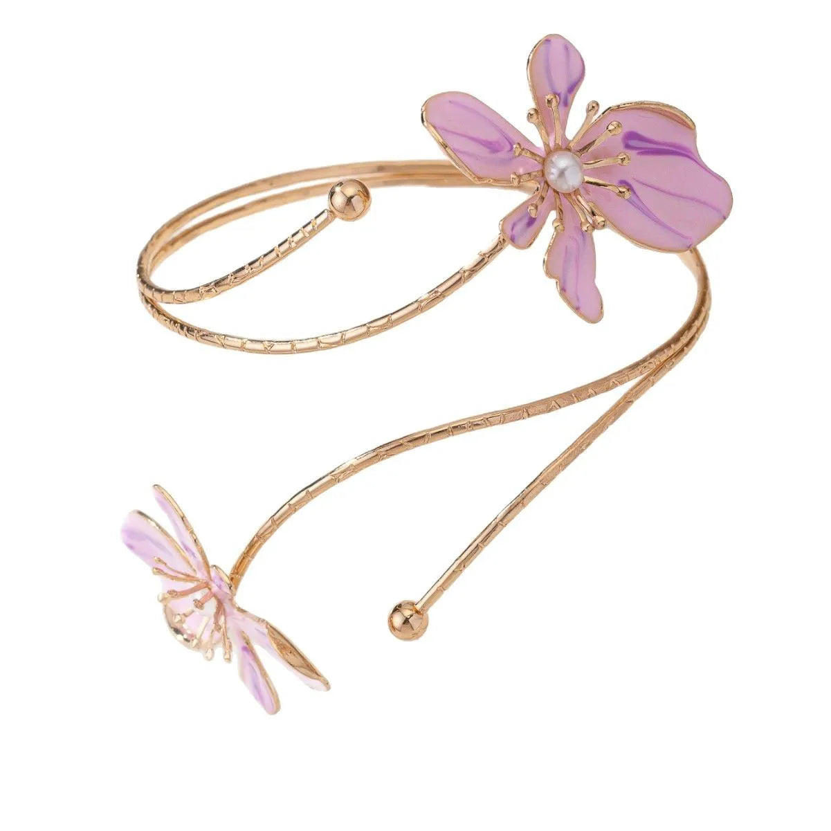 Alloy hollow armband with fashion pattern designs in pink or purple colour options