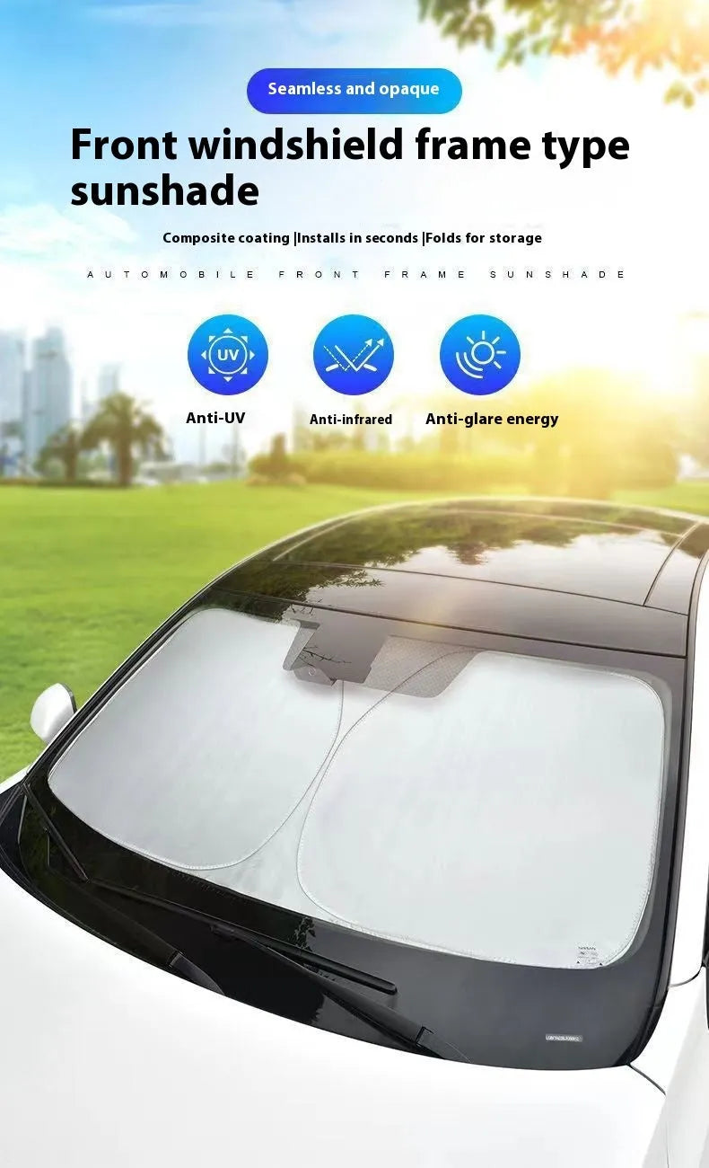 Titanium silver aluminium foil car sunshade for windshield heat and UV protection