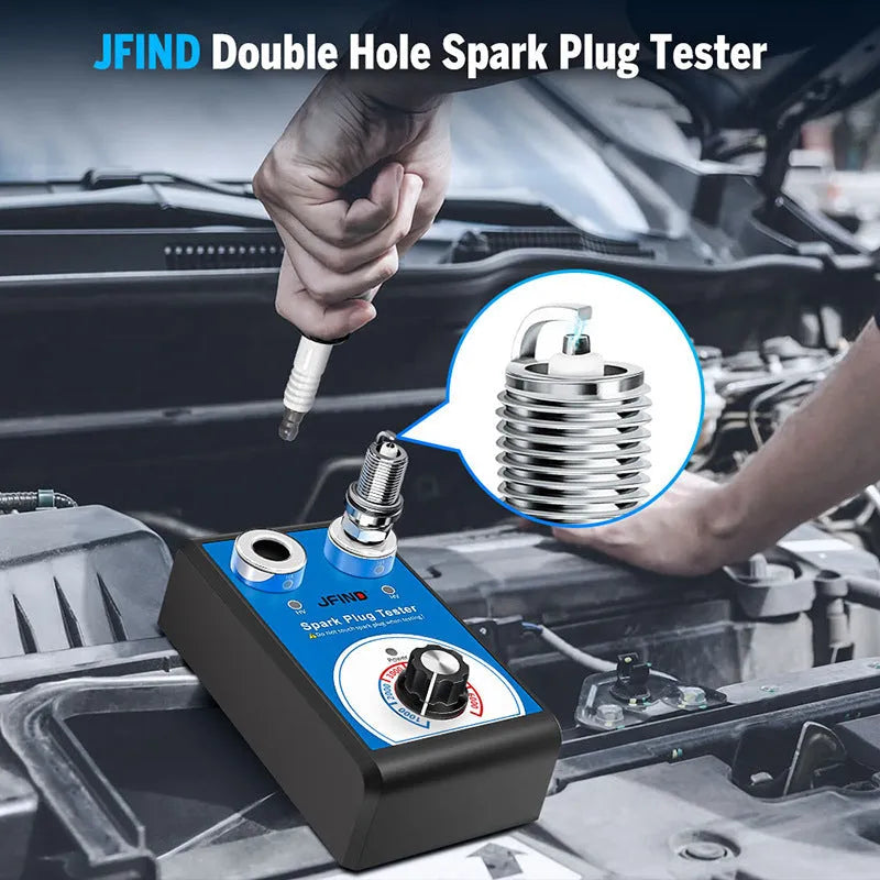 Car spark plug ignition system detector with tester set showing European and American standard options