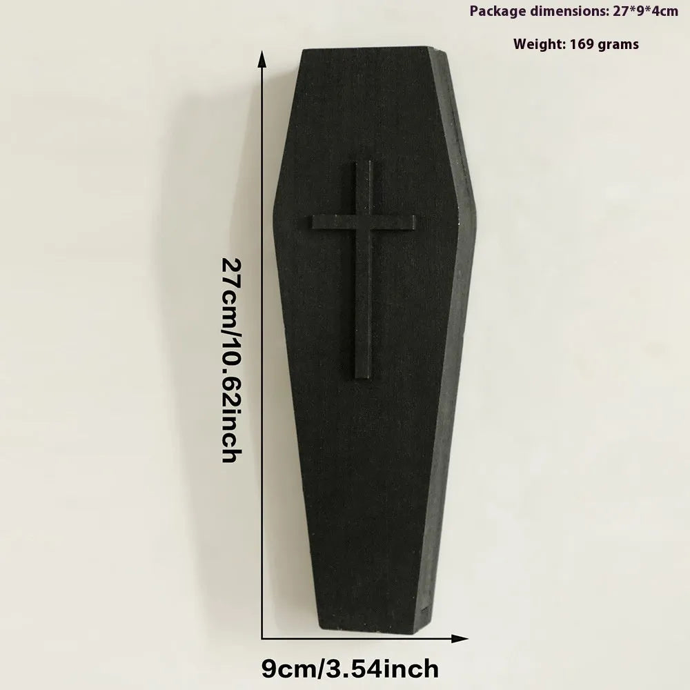 Wooden wall shelf with cross vase decoration in one of three colour options