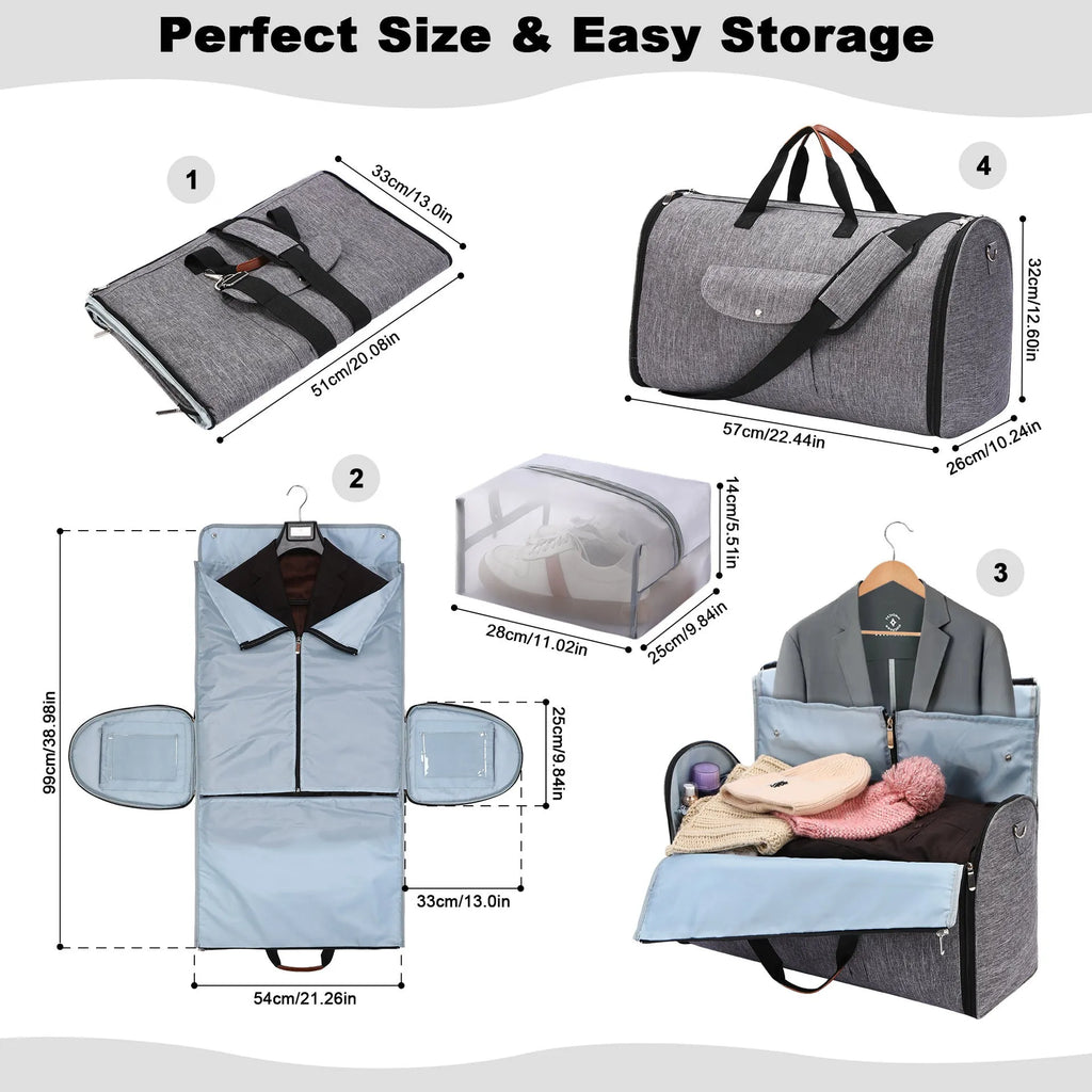 Oxford cloth folding duffel bag in black, navy blue or grey with 36-55L capacity