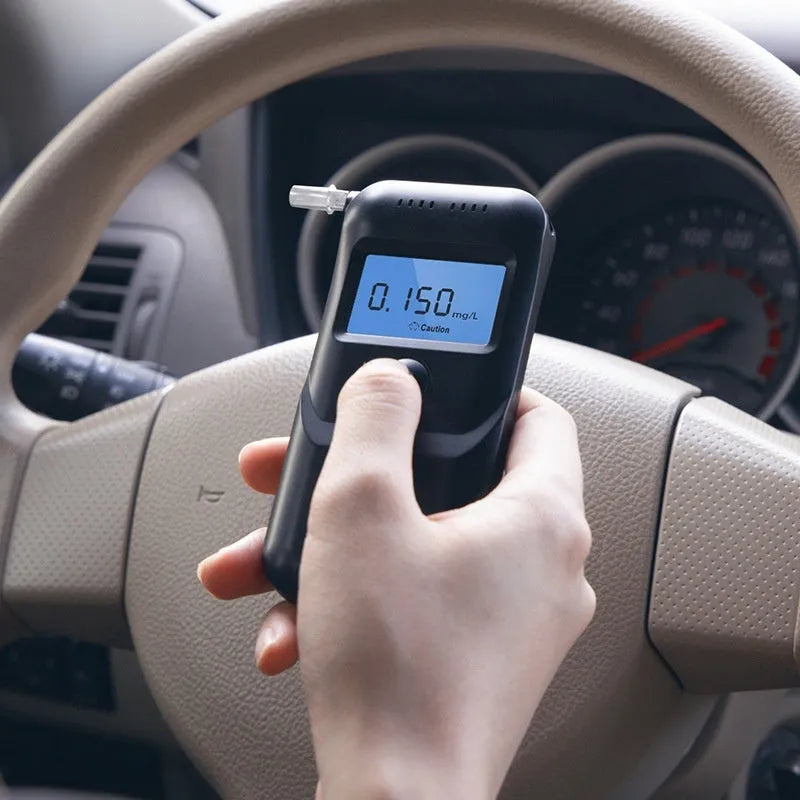 Black HD-JJCSY01 portable alcohol breath tester unit for household drink-drive detection