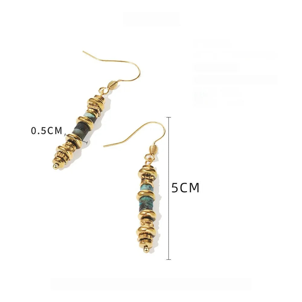 Titanium steel geometric dangle earrings with retro design in SE22101520 colour