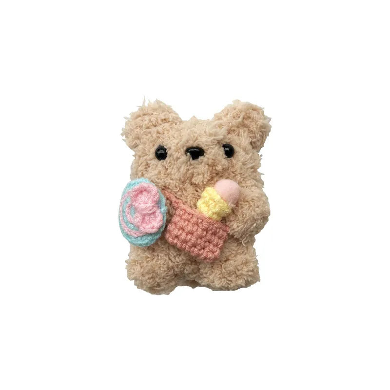Cute lollipop ice cream bear plush earphone sleeve for AirPods in velvet material