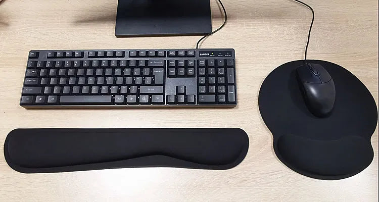 Memory foam keyboard wrist rest pad, single sided non-slip wrist guard, black or grey, 430x85x25mm or 460x85x25mm
