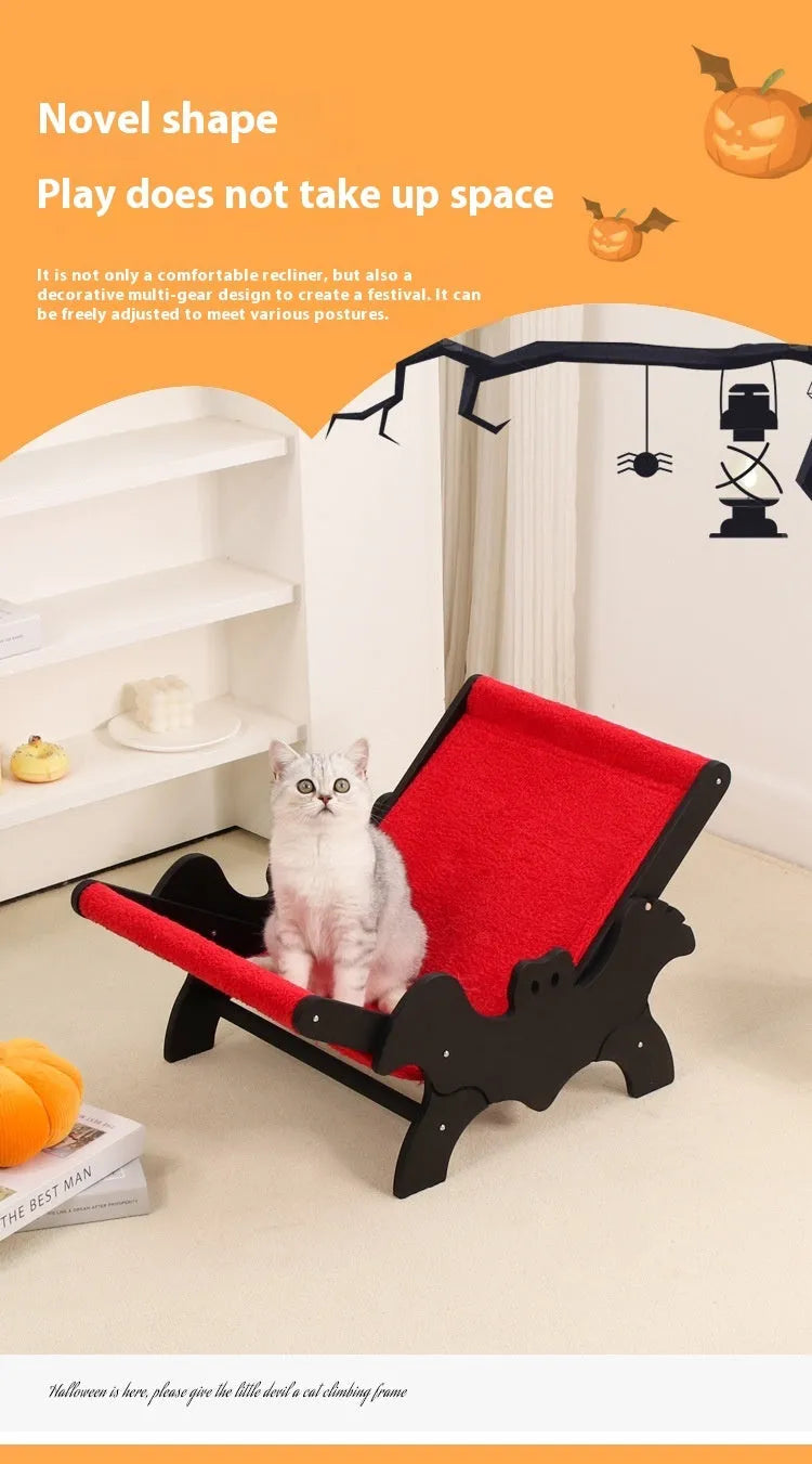 Black and red solid wood cat recliner lounge chair, product code MW-054.