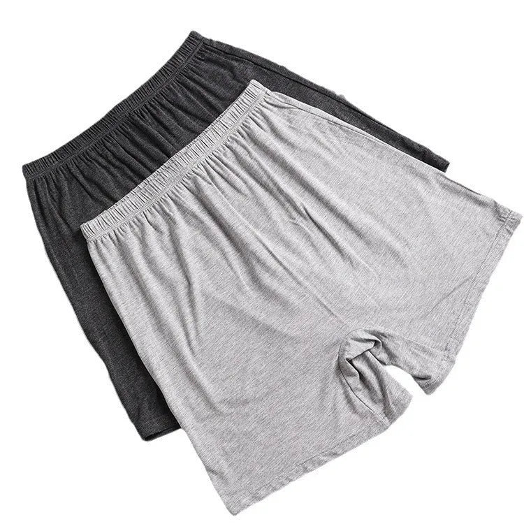 Solid colour men's modal boxer shorts with high waistband, shown in dark grey.