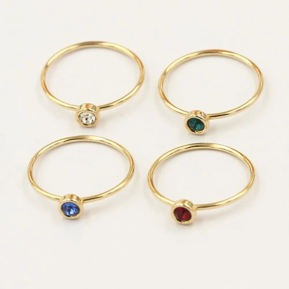 Women's 14K gilded copper knuckle ring with zircon stones in multiple colours
