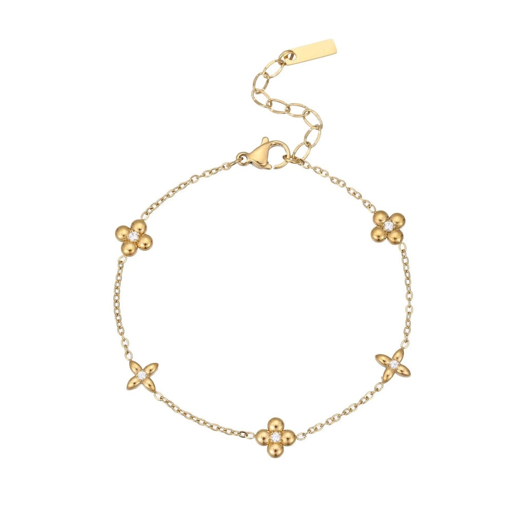 Titanium steel bracelet with 18K gold plating and geometric zircon star pendant