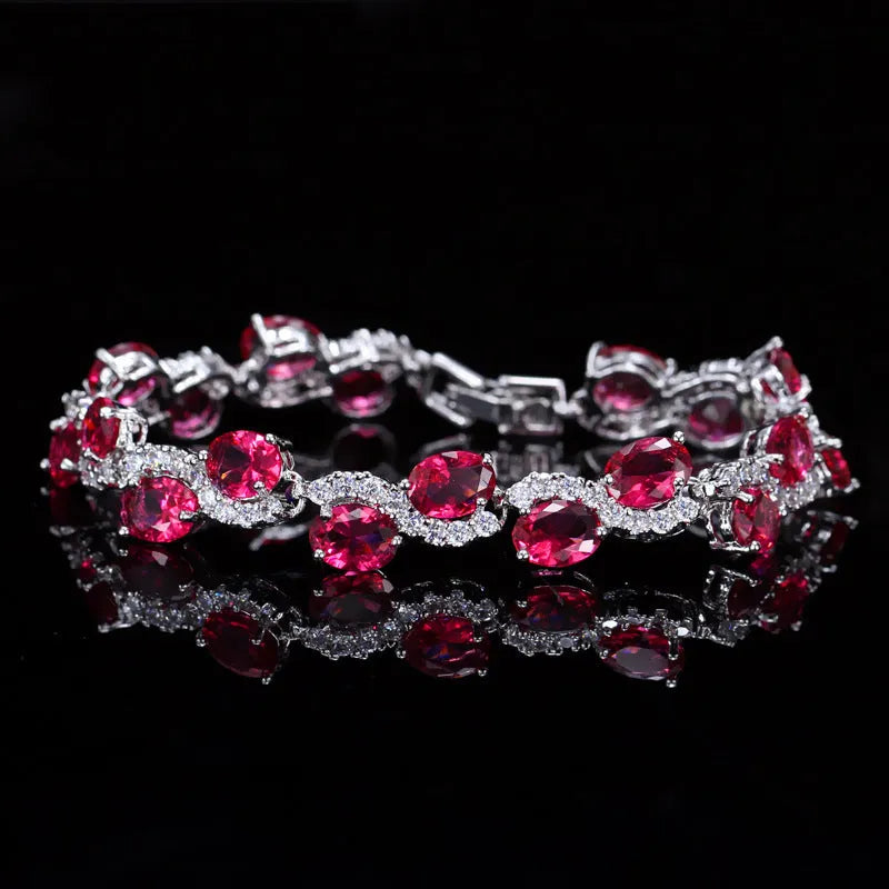 Geometric simple style gold plated bracelet with AAA zircon stones on a white background.