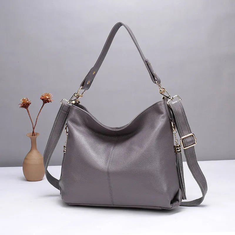Women's genuine leather crossbody bag in vertical square design with multiple compartments