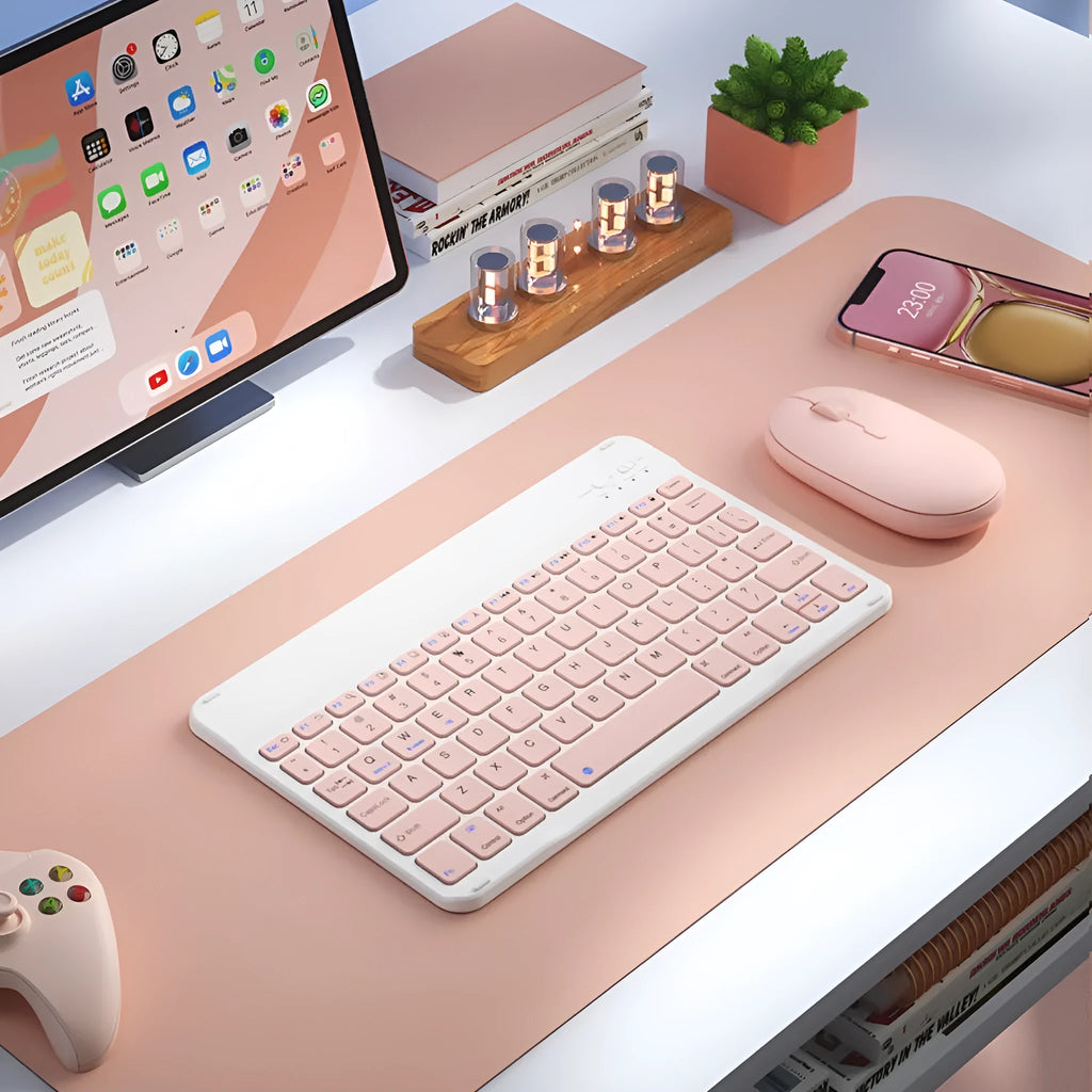 Bluetooth keyboard with rechargeable battery in multiple colour options