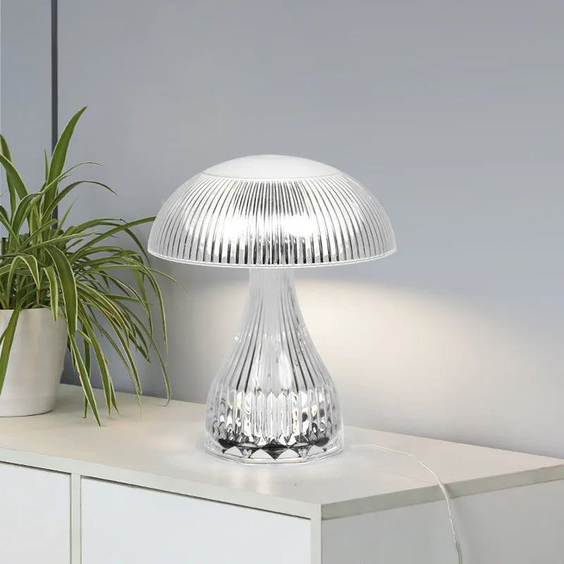 White acrylic USB rechargeable touch night lamp with three-colour changing LED lighting