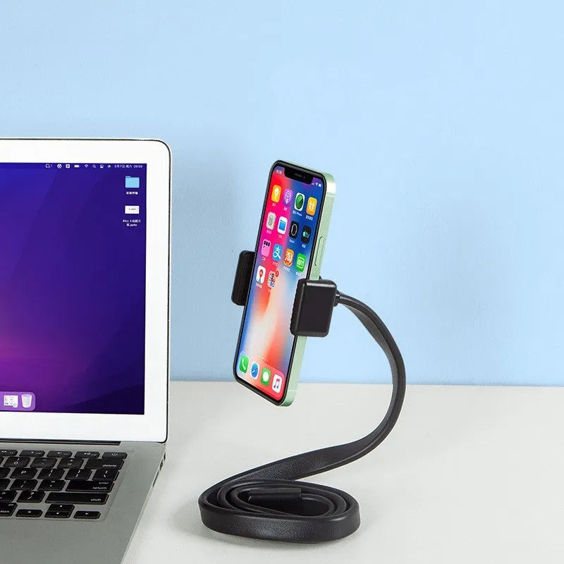 Flexible adjustable hose phone holder with silicone ABS aluminium construction for live broadcast mounting