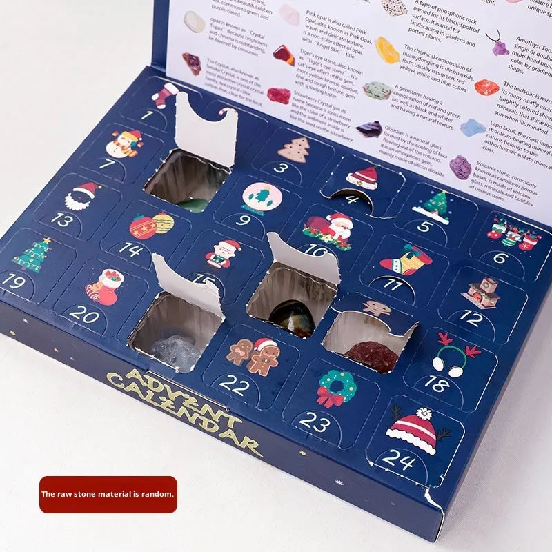 Christmas Doll Countdown Calendar Advent Crystal Stone Mine Standard blind box with rough stone style stone toy