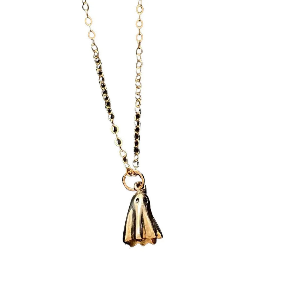 Ghost pendant necklace with stainless steel chain and electroplated titanium steel charm