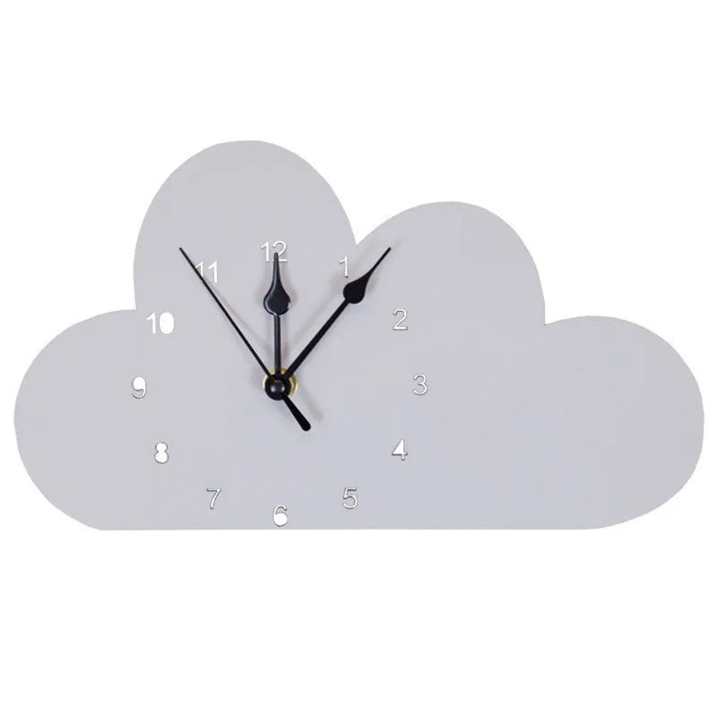 Cartoon wooden wall clock with alien and animal designs in multiple colours