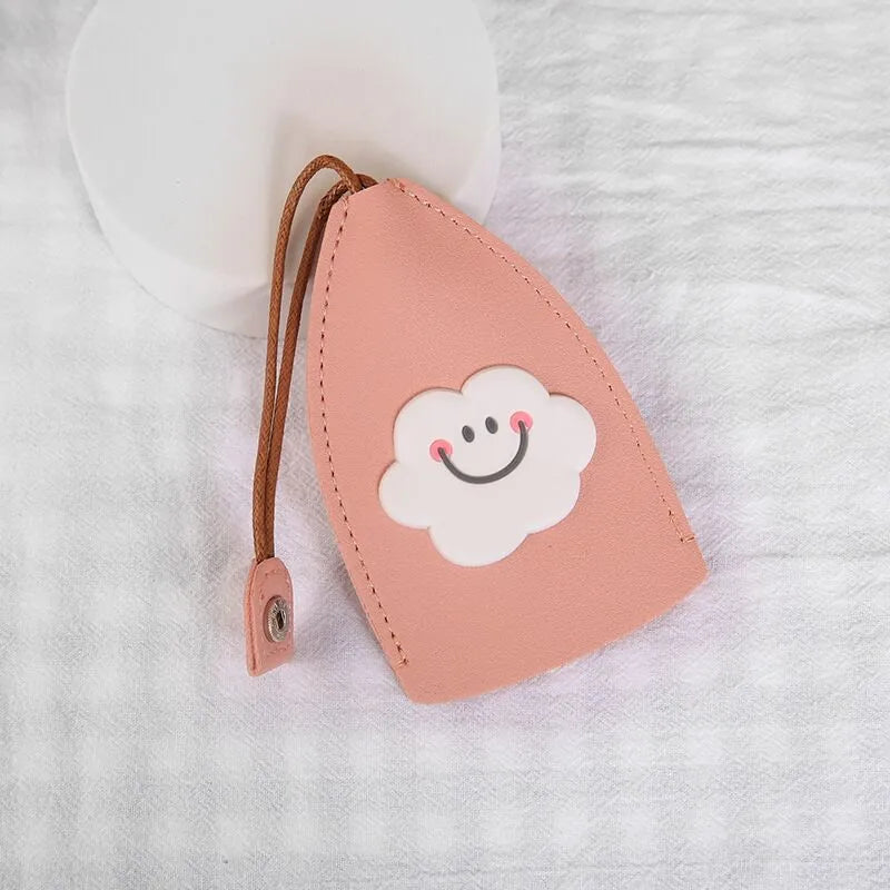 Cartoon design pull-out key case for car keys made from PU leather with pull-out tab
