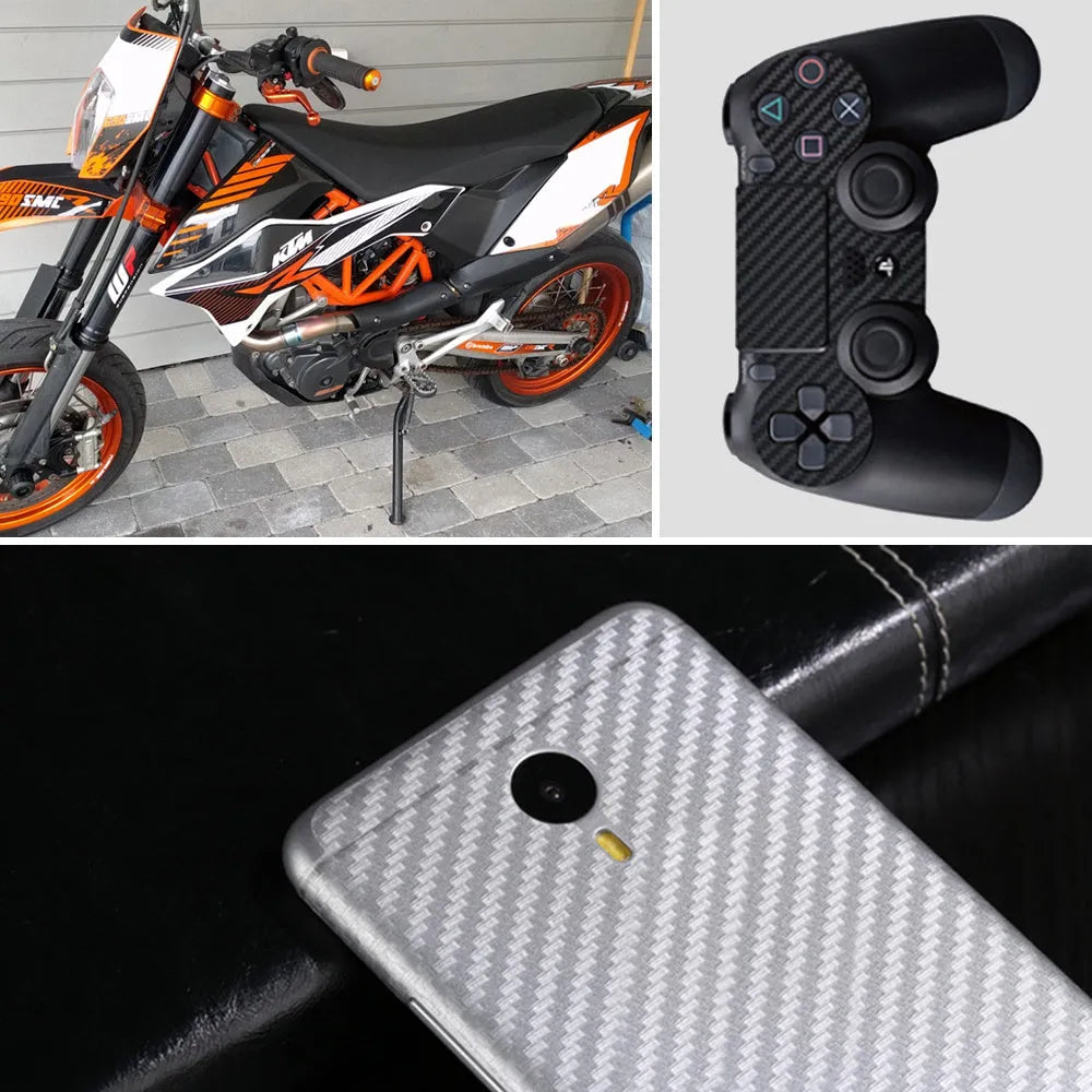 127x30cm car carbon fibre sticker roll in 14 colours including black, blue, and red for vehicle trim.