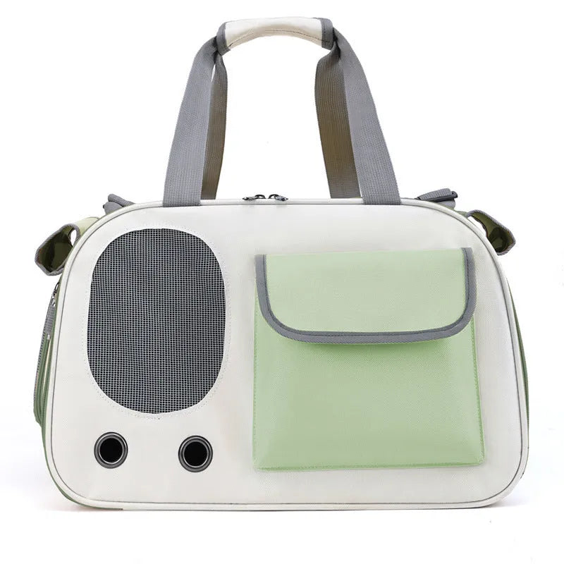 Foldable canvas pet carrier backpack for cats and small dogs in yellow, green, or black colours