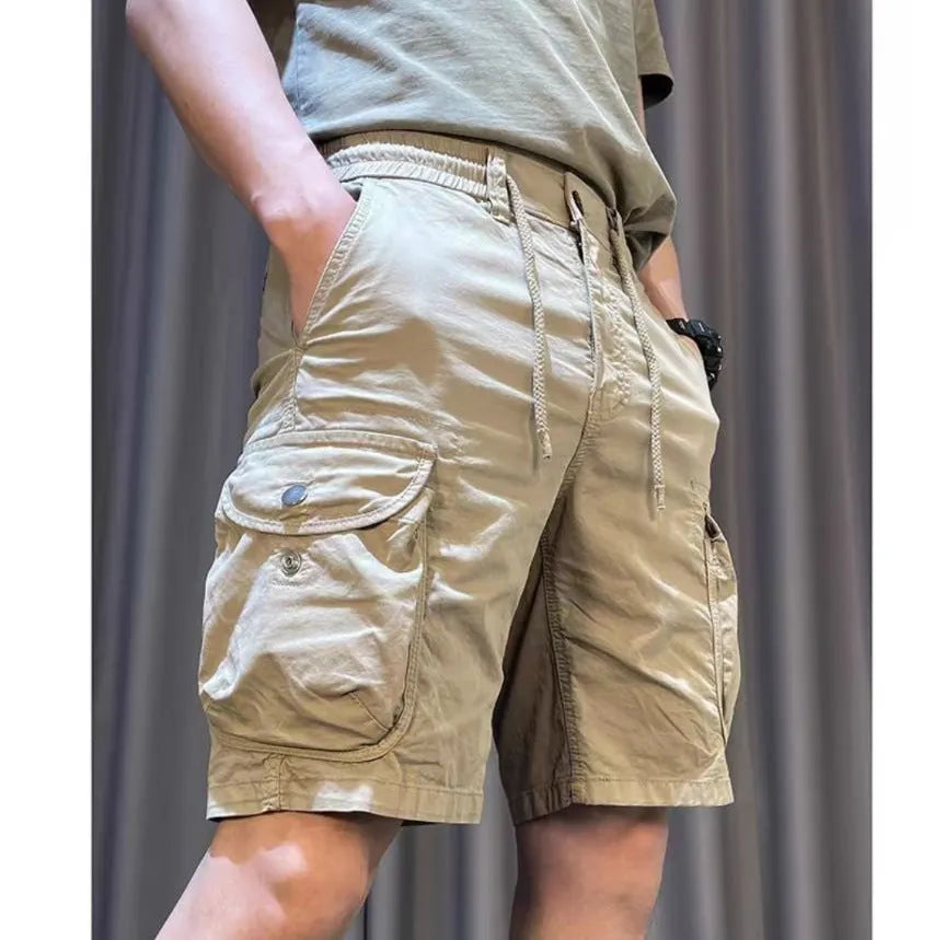Loose straight casual overalls trousers with multiple pockets in Korean style design