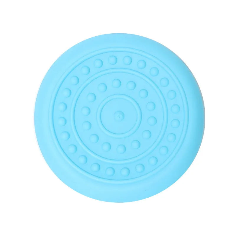 Rubber pet Frisbee dog toy disk in small or large size, plastic fetch toy in six colour options