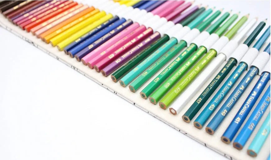 Canvas roll-up pencil case in 36, 48 or 72 hole sizes for coloured pencils and brushes