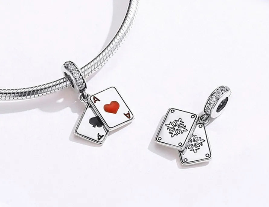 925 silver pendant loose bead with zircon, oxidation finish, 2.4cm by 1.2cm, silver colour for jewellery making