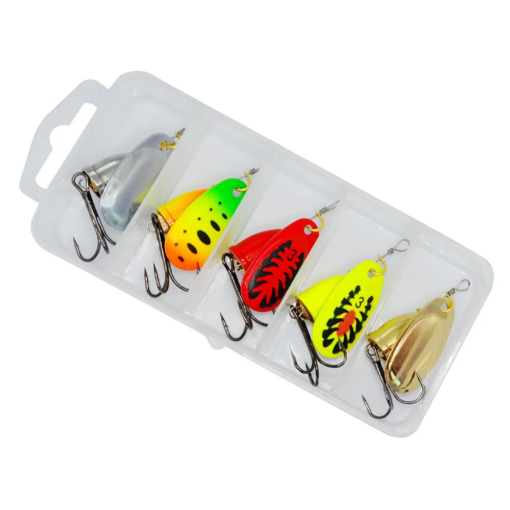 R composite rotating sequins copper bell metal fishing lure in multiple colour variations