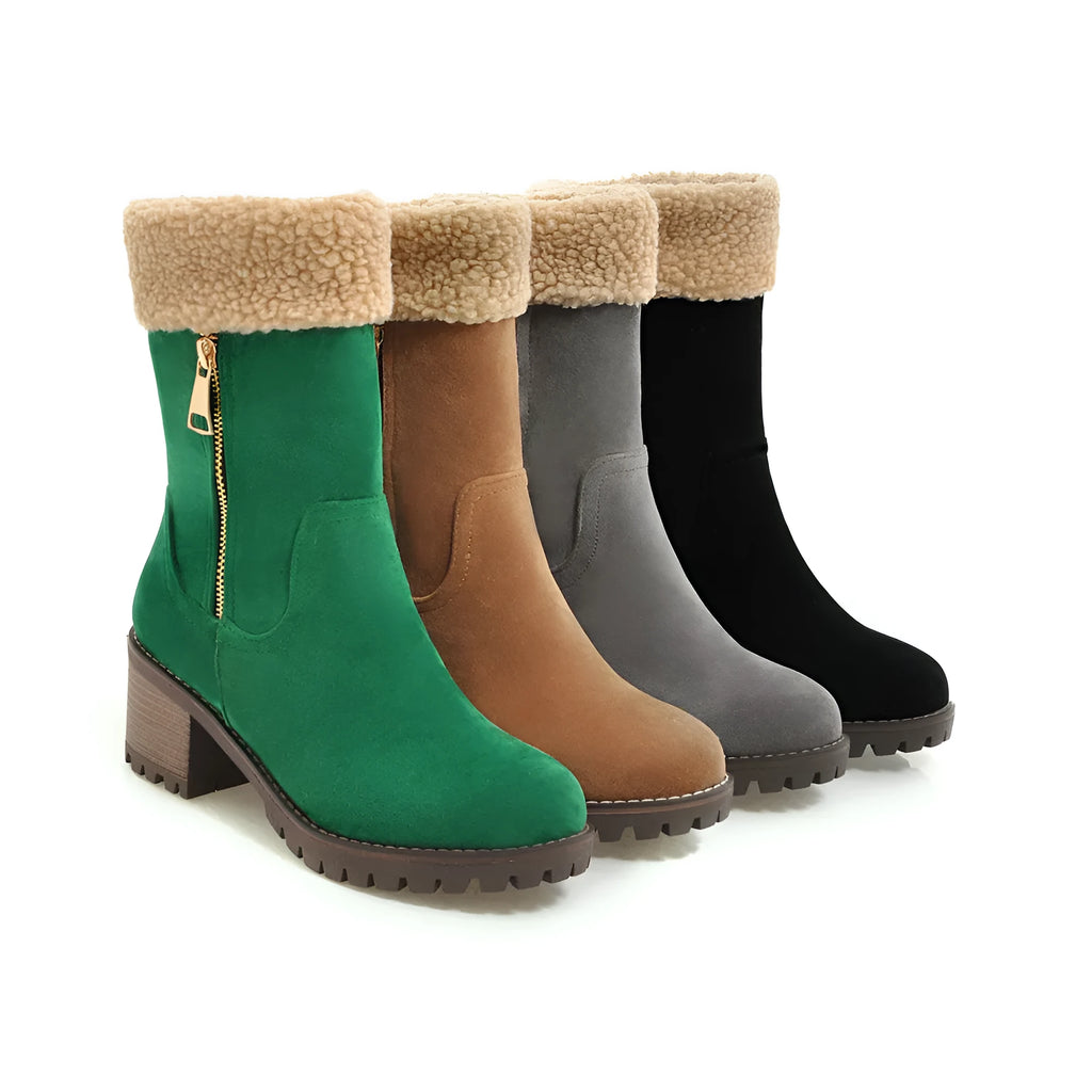 Men's waterproof snow boots with non-slip rubber sole and short plush lining in winter colours