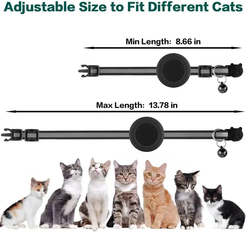 Reflective anti-lost pet collar for kittens and puppies in striped PU with eight colour options including black, pink, red, blue, purple, orange, yellow, and green.