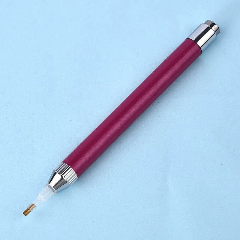 Luminous diamond painting drill pen in blue, gold, or red colours with aluminium alloy construction