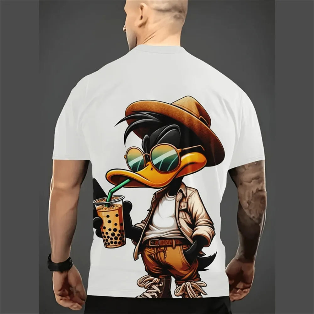 Men's loose fit casual short sleeve shirt with 3D printed cartoon pattern in summer colour options