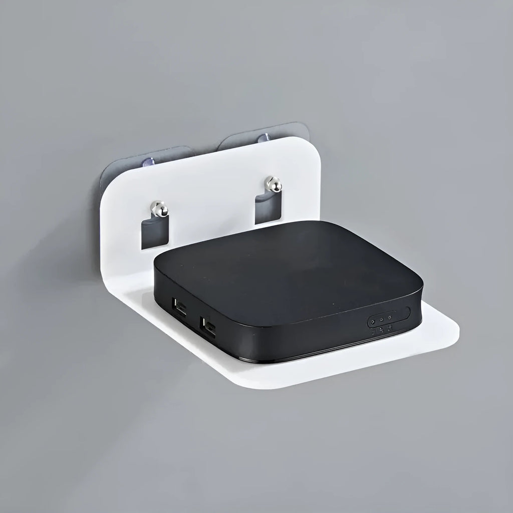 Acrylic right-angle wall mount camera shelving bracket, 13.5x11.5x5.5cm, black frosted transparent white, no drilling.