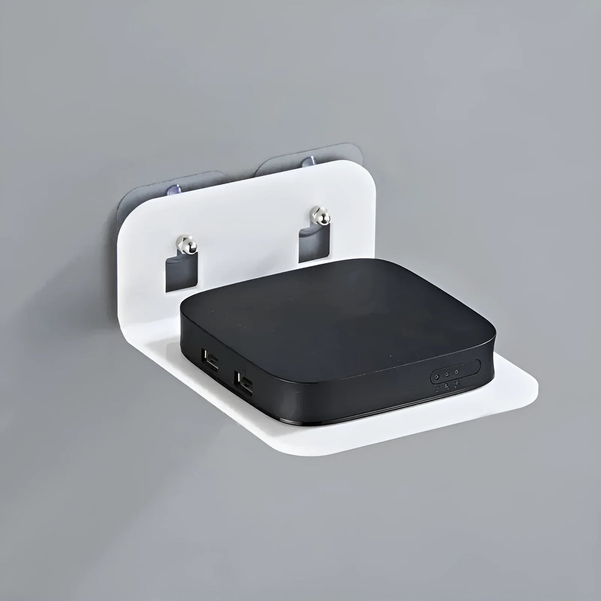 Acrylic right-angle wall mount camera shelving bracket, 13.5x11.5x5.5cm, black frosted transparent white, no drilling.