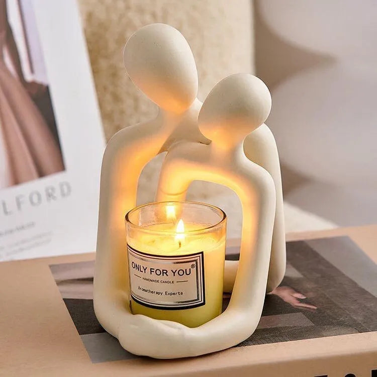 Modern couple statue resin sculpture in milky white or gold colour for desk or shelf decor