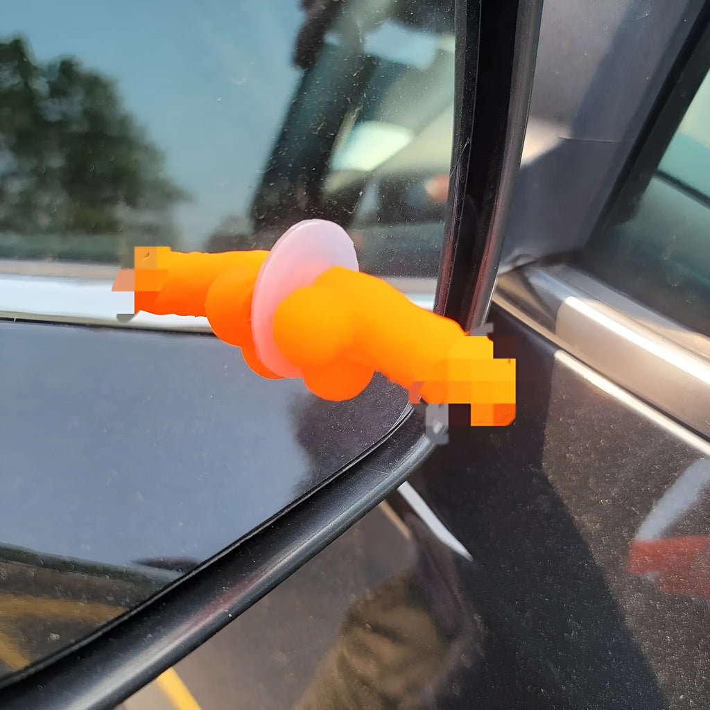 Set of five rubber tyre valve stem caps in pink, black, green, blue, and orange colours
