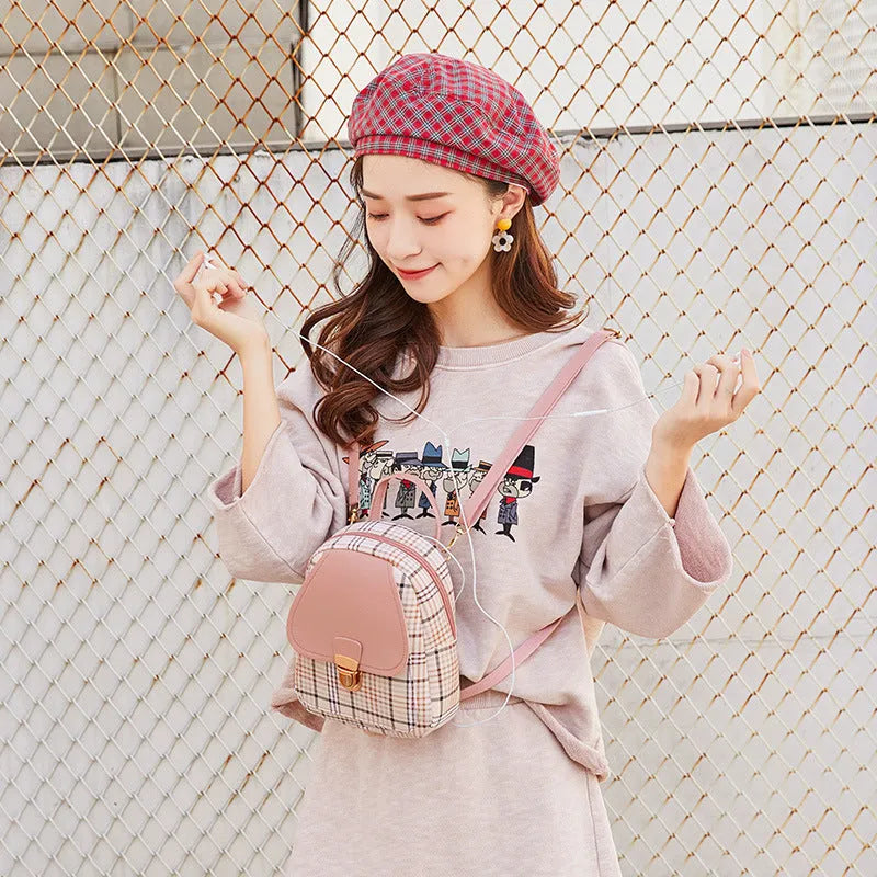 PU leather one shoulder diagonal phone bag shown in multiple colours: black, blue, brown, pink, red.
